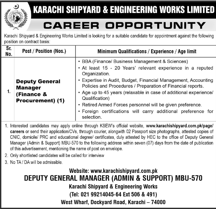 Karachi Shipyard and Engineering Works Limited Job 2025 – Apply Now 2 Karachi shipyard job